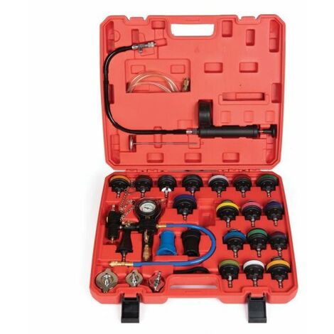 Kit tester pressione spurgo vuoto ricarica radiatore universale 27 pezzi XC9045