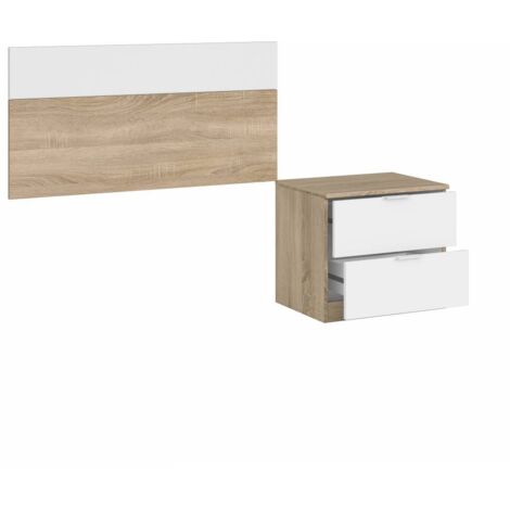 KIT TESTIERA LETTO SING+COMODINO ROVERE ARTIK/BIANCO