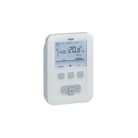 Thermostat d'ambiance programmable digital chauffage eau chaude 2 fils sur 7j à piles HAGER EK520