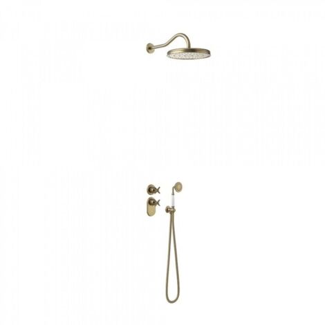 Kit thermostatique de douche encastré 2 voies Tres-Clasic Laiton vieilli Mat - TRES 24235202LM