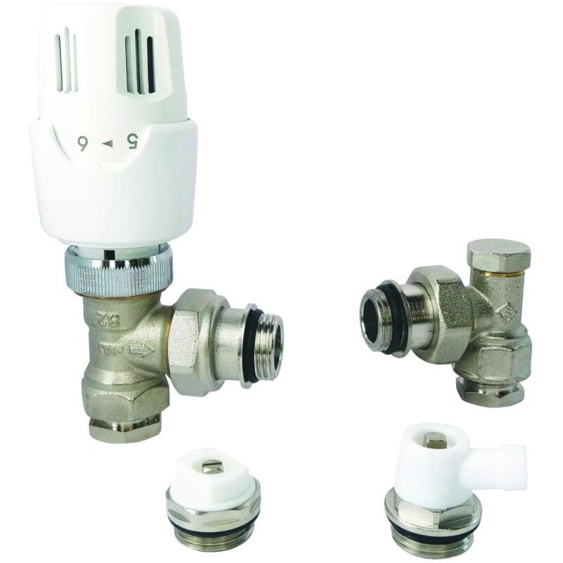 Kit thermostatique equerre nickelé