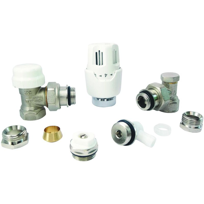 Kit radiateur robinet thermostatique equerre 15/21