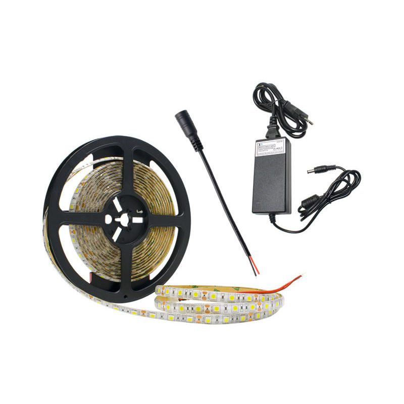 

Kit tira 12v de led smd 5050 ip65 + fuente 3000k blanco calido