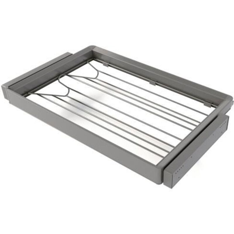 Kit tiroir à chaussures et rack ajustable Quartz pour armoires, glissières extension totale et à fermeture douce, Module 80cm, Finition Titane - Emuca