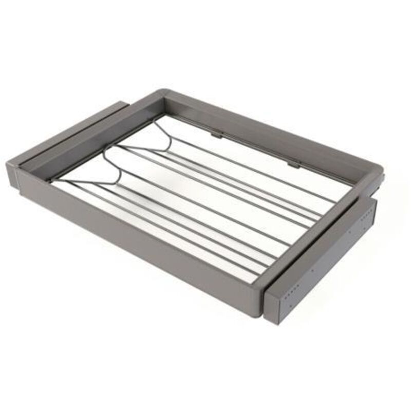 Kit tiroir à chaussures et rack ajustable Quartz pour armoires, glissières extension totale et à fermeture douce, Module 70cm, Finition Titane - Emuca