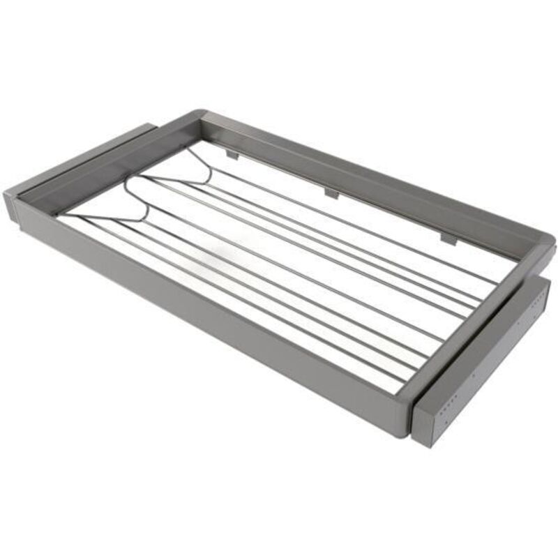 Kit tiroir à chaussures et rack ajustable Quartz pour armoires, glissières extension totale et à fermeture douce, Module 90cm, Finition Titane - Emuca