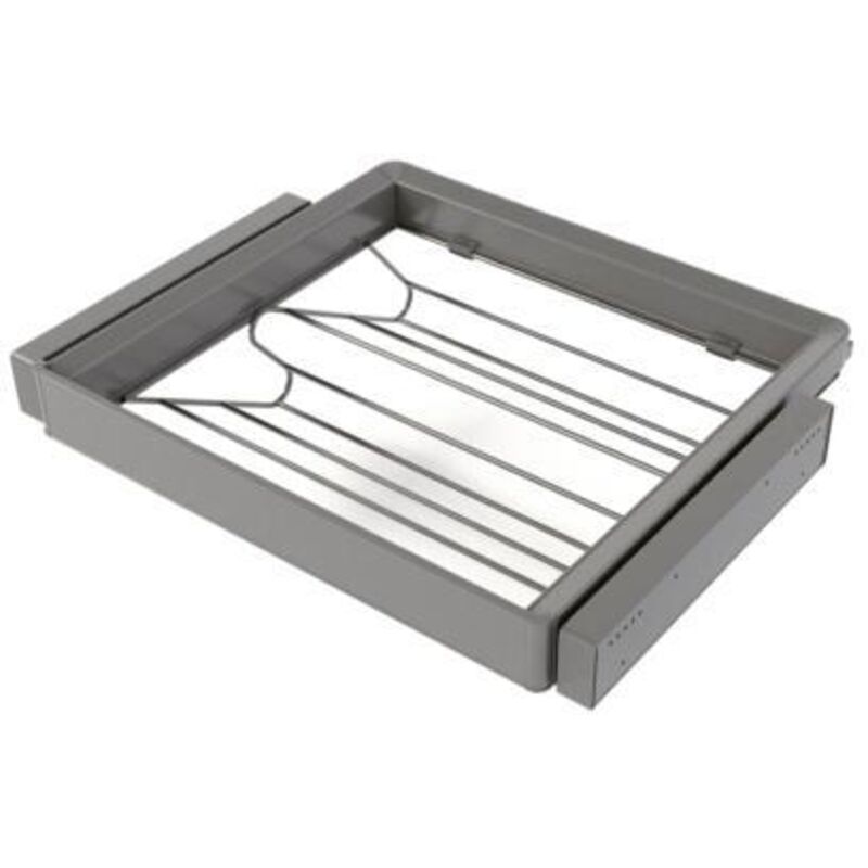Kit tiroir à chaussures et rack ajustable Quartz pour armoires, glissières extension totale et à fermeture douce, Module 60cm, Finition Titane - Emuca