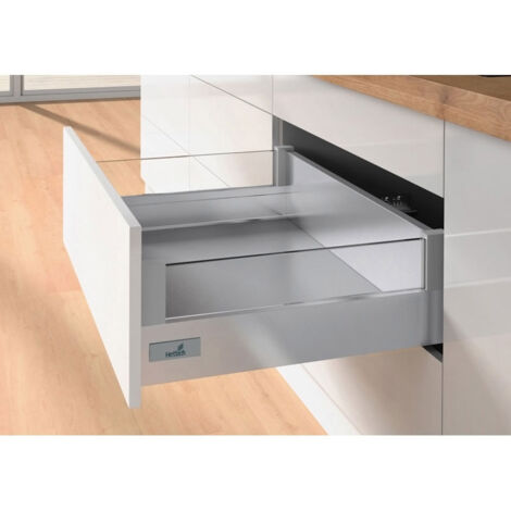 Kit tiroir hauteur 144 avec habillage designside verre - Décor : Anthracite - Longueur : 350 mm - HETTICH