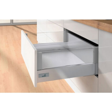 Kit tiroir hauteur 176 avec habillage designside verre - Décor : Gris - Longueur : 300 mm - HETTICH