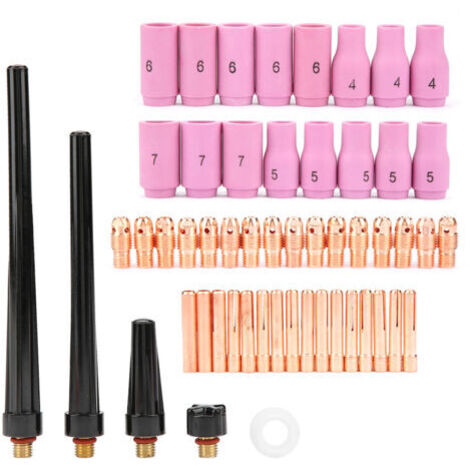 Kit torcia per saldatura TIG da 53 pezzi: corpo, lente del gas, ugello e morsetto, compatibile con i modelli WP-9, 20 e 25