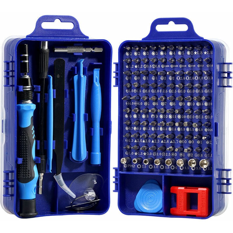 Kit Tournevis de Précision Magnétique 115 en 1, Portable Mini Tournevis Outils de Réparation pour Demontage pc Portable, Smartphone, Montre,