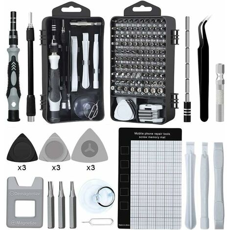 Kit Tournevis de Précision, 122 Pièce en 1 Jeu de Mini Tournevis, Mini Set Tournevis Precision Kit, Mini Outils de Réparation Portable pour Ordinateur, Laptop, Smarthone, Lunettes, Montre GrooFoo
