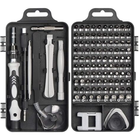 Kit Tournevis de Précision, Faireach Jeu de Tournevis Outils de Réparation Professionnel 115 en 1 Set Tournevis Magnétique Multi-fonction pour Iphone Laptop Mac Montre Jouets Bijoux Lunettes Appareil