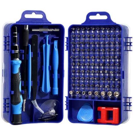 Kit Tournevis de Précision Magnétique 115 en 1 avec Embouts CR-V et Manche Antidérapant pour Réparation iPhone Ordinateur Portable Montre