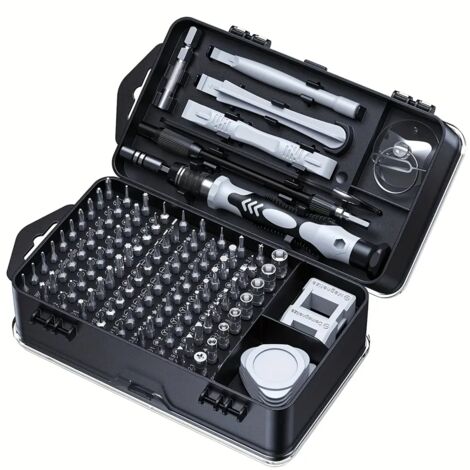 Kit tournevis précision 115 en 1 réparation smartphone ordinateur outil démontage multifonction embouts cruciforme plat Torx Y triangle douilles coffret complet 1 set Noir
