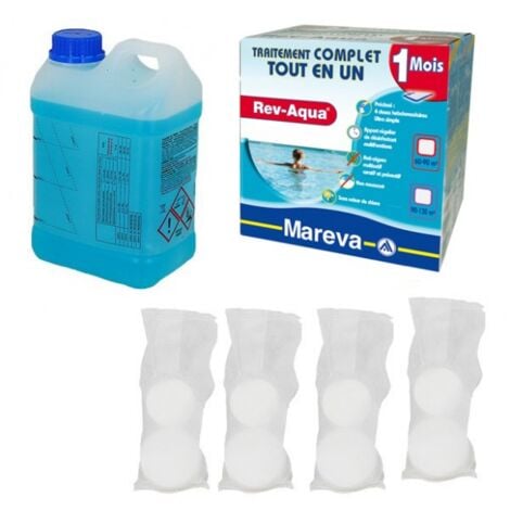 Kit traitement piscine complet - Rev-Aqua 60/90 m3 - 1 mois de Mareva