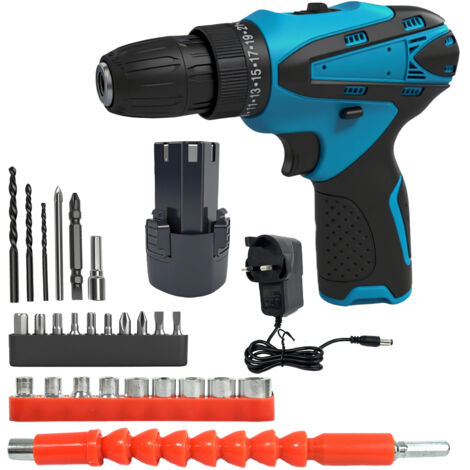 Kit trapano a batteria da 12 V - Set di utensili manuali con trapano a batteria - Kit di riparazione completo per uomo - Ideale per ufficio, giardino, camera degli studenti e progetti fai da te