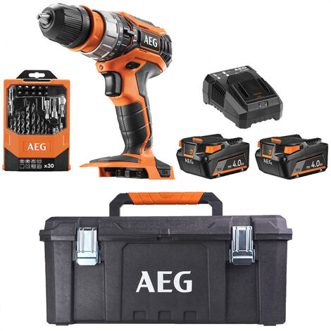 KIT TRAPANO A PERCUSSIONE A BATTERIA + 2 BATTERIE DA 4Ah + SET 30 ACCESSORI AEG