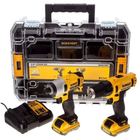 DEWALT DCK211D2T-QW Kit Trapano avvitatore + Avvitatore Impulsi 10.8V