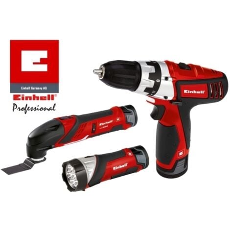 Kit Trapano avvitatore + Multitool/Multiutensile/Levigatrice/Smerigliatrice triangolare + Lampada 12V Einhell - TE-TK 12 Li