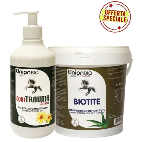 KIT TRAUMA: BIO.TITE cretata defaticante 1 kg  più  Equitrauma 500 ml gel con arnica montana sollievo immediato