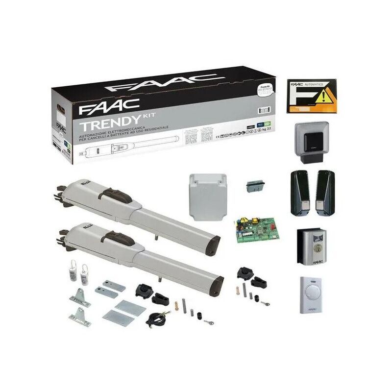 Kit Automatisme pour Portail Battant 2 vantaux Max 1,8m par vantail Faac 104419445 Trendy