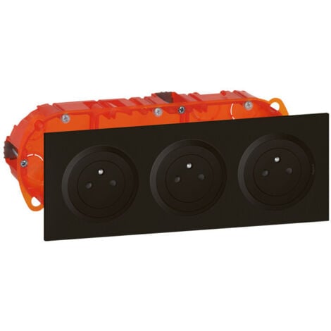 Kit triple prise de courant 2P+T 16A précâblées finition Noir - Legrand