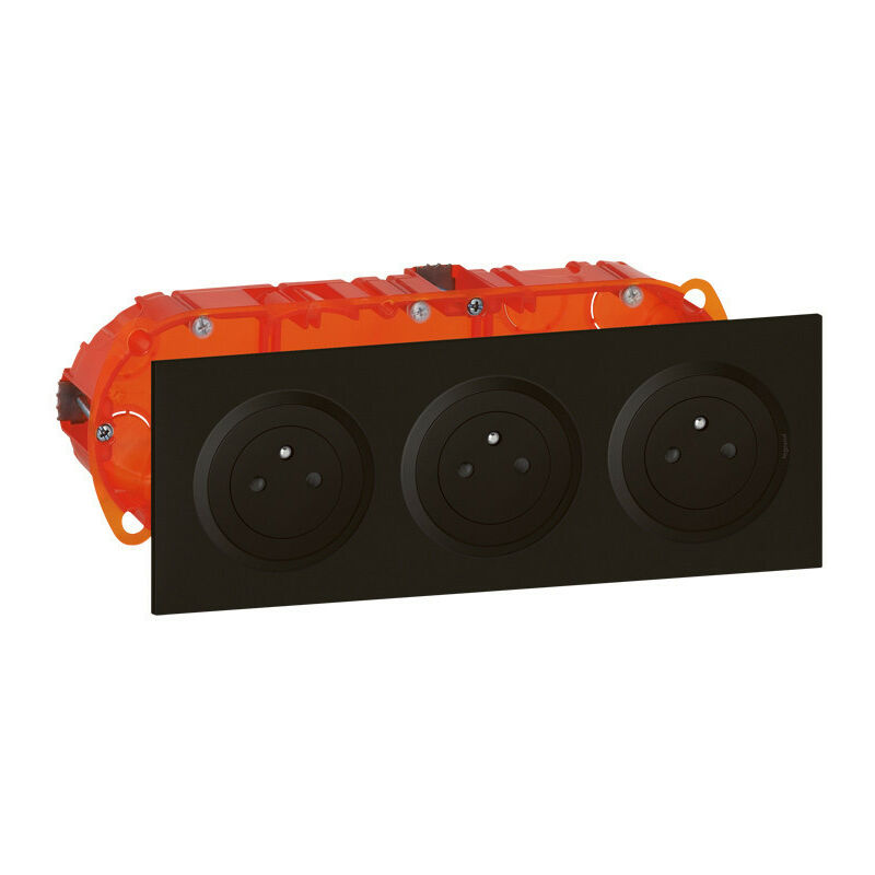 Legrand - Kit triple prise de courant 2P+T Surface dooxie 16A précâblées finition noir (300406)