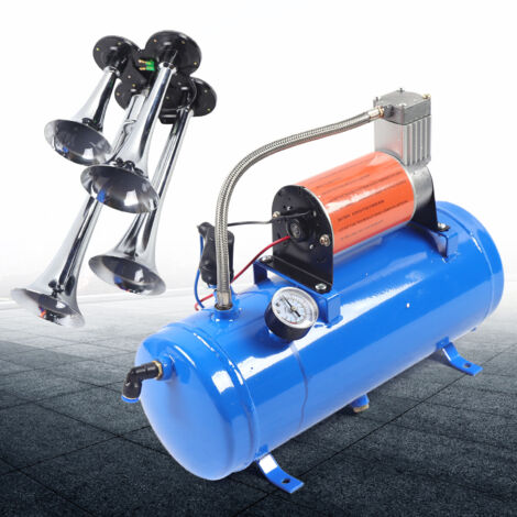 Kit tromba aria treno 4 trombe 12V e compressore aria 150PSI 150dB con serbatoio 6L