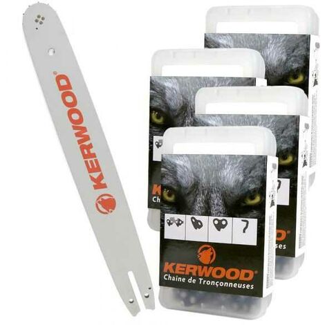 Kit tronçonneuse 1 guide + 4 chaînes Kerwood. 35 cm. 3/8"LP. 1,3 mm. 14B2KCWD. 50 maillons