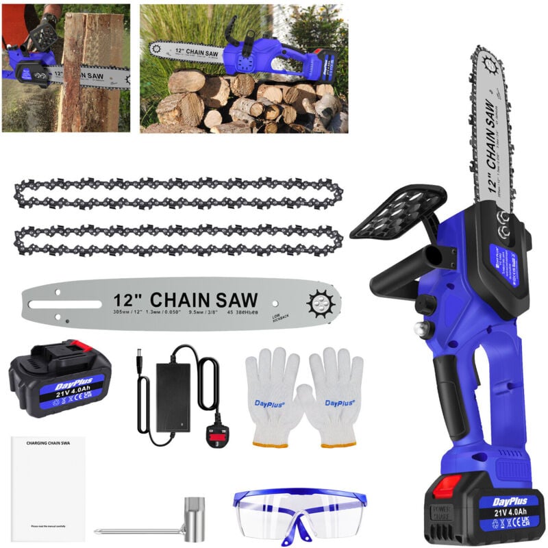 Kit tronçonneuse électrique sans balais Tronçonneuse manuelle 12" Arbres Coupe de bois