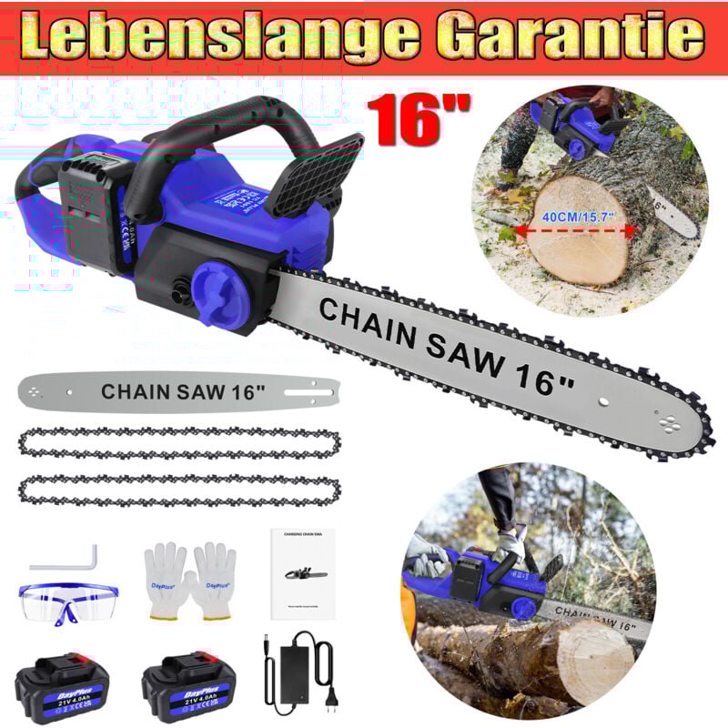 Dayplus - Kit tronçonneuse électrique sans balais Tronçonneuse manuelle 16' Arbres Coupe de bois