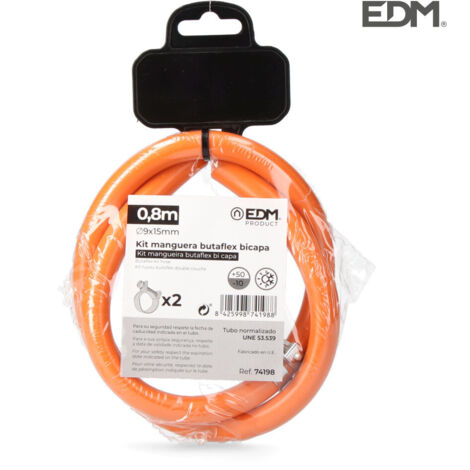 Kit tubo flessibile a due strati Butaflex 9x15mm 0,80 m (include 2 fascette) EDM