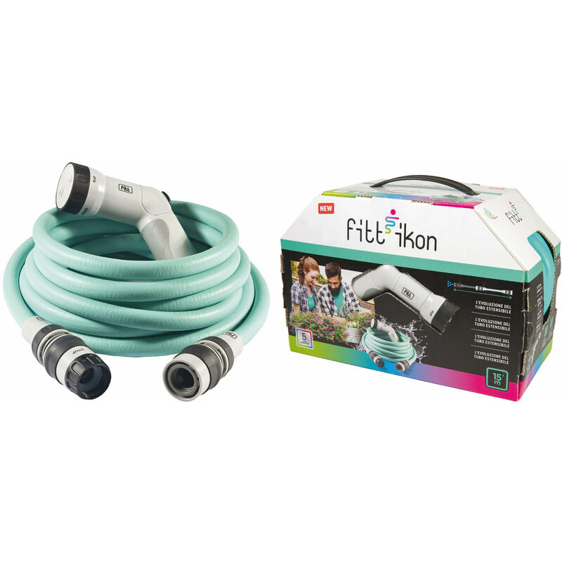 Fitt - Kit Tubo irrigazione con pistola multigetto e raccordi ikon kit 10 mt. Aquamarine