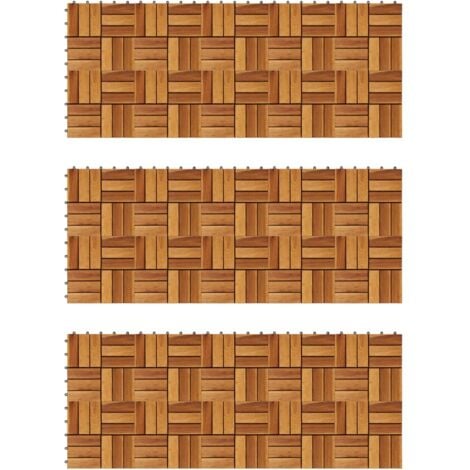 Kit tuiles de plancher en acacia 30 x 30 cm 30 pcs
