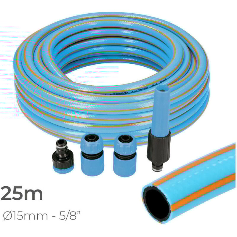 Kit De Tuyau De Jardin Professionnel Intérieur Ø15Mm Extérieur Ø20Mm (5/8'') 25M Avec Accessoires Pvc EDM