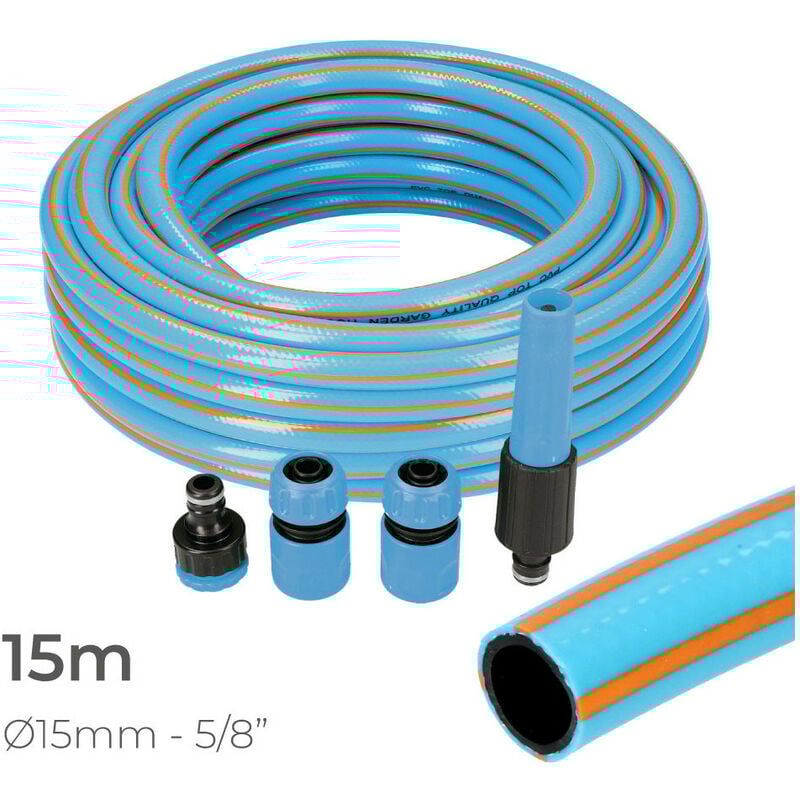 Kit De Tuyau De Jardin Professionnel Intérieur Ø15Mm Extérieur Ø20Mm (5/8'') 15M Avec Accessoires Pvc EDM