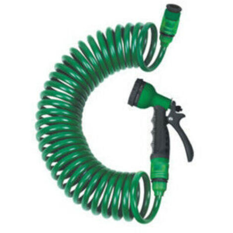 Kit tuyau d'arrosage spiralé 10m avec pistolet d'arrosage 7 fonctions