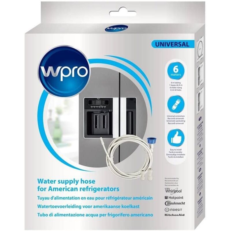 Wpro - Tuyau d'alimentation d'eau (6m) avec raccords pour Réfrigérateur w-pro 484000008590