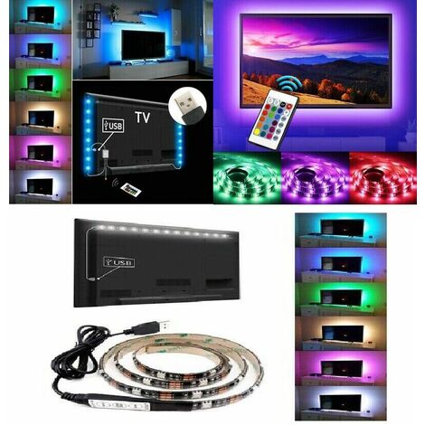 STRISCIA LED ADESIVA LUCE RGB RETROILLUMINAZIONE TV USB 2 MT FLESSIBILE  TE-B0309