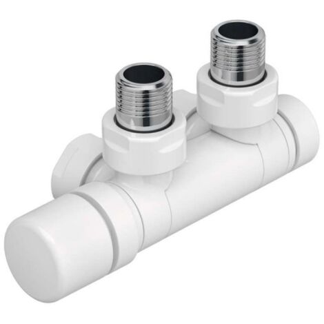 Kit U Robinetterie Blanc thermostatisable en H pivotant réversible monotube / bitube chromé - ACOVA 991631