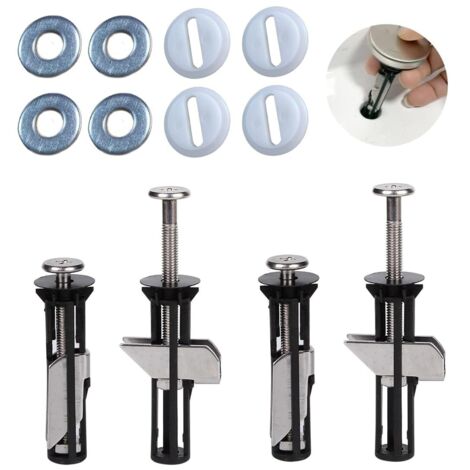 Kit universal de 4 piezas con tornillos para asiento de inodoro, fácil de instalar – Kit de repuestos para asiento de inodoro, accesorios de mantenimiento y fijación