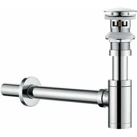 Kit universal de desagüe y sifón para fregadero con rebosadero, válvula emergente cromada para fregadero y tapón de desagüe
