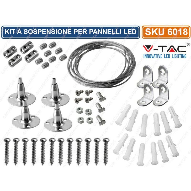 Image of Kit per montaggio a sospensione di pannelli led 30x30 60x60 120x60 120x30 - sku 6018 - V-tac