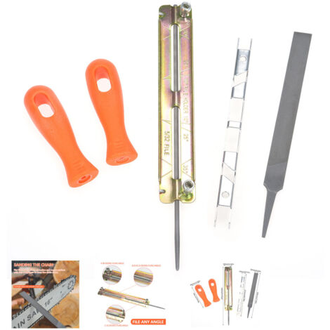 Kit universale per affilatura motosega, set di lime per maglie di catena con lime, lime piatte, portalima, righello di limite