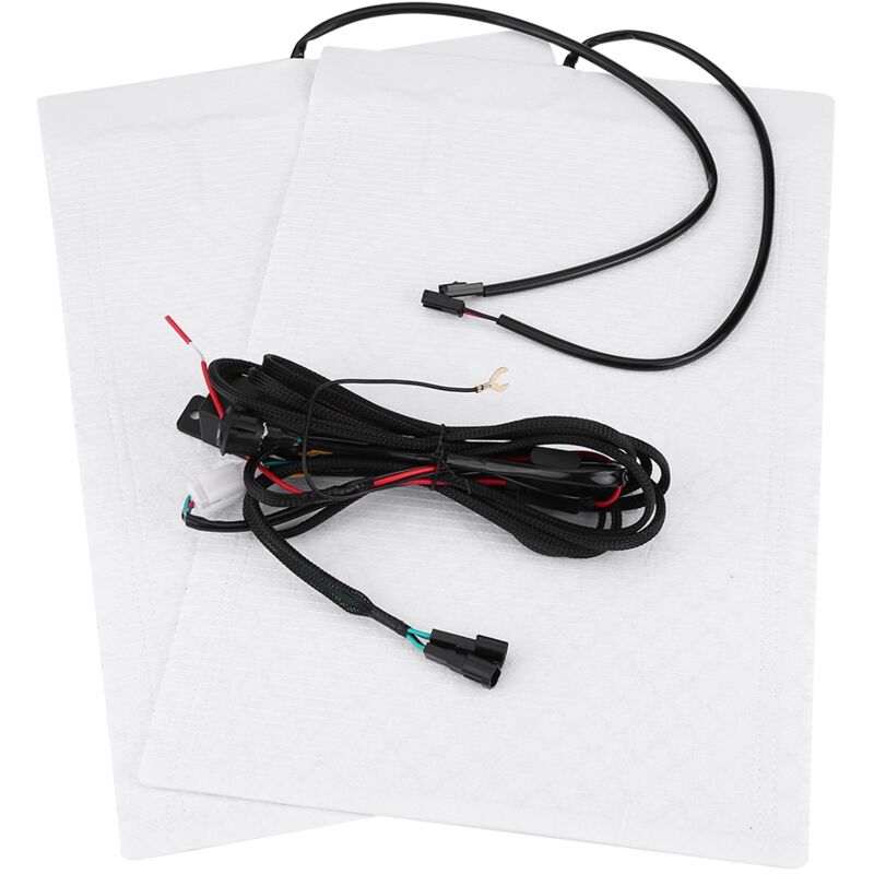 Kit universel de coussins chauffants pour siège de voiture en Fiber de carbone, 2 pièces, avec interrupteur rond