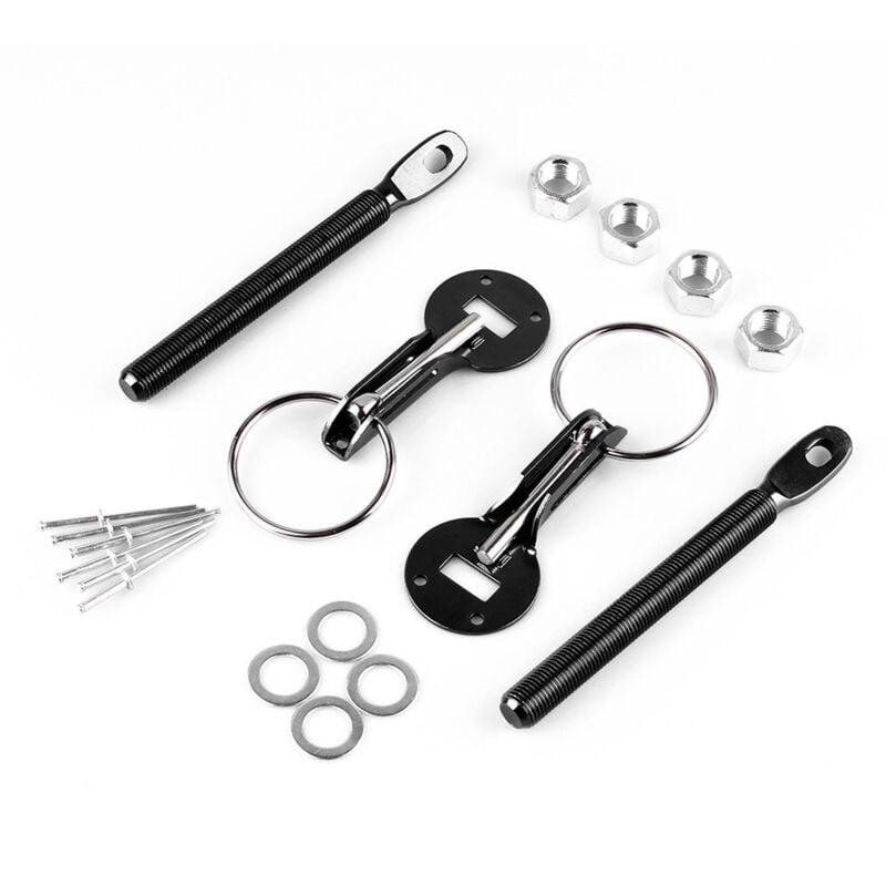 Kit Universel de Verrouillage Goupilles de Capot de Sécurité de Capot pour Voiture de Sport de Course(Noir)