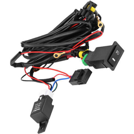 Kit universel d'interrupteur pour feux antibrouillard LED 12 V avec relais, fusible et faisceau de câblage