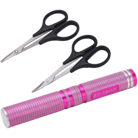 Kit universel d'outils RC pour modélisme avec emporte-pièce 0-14mm et ciseaux, compatible drone, couleur rose.