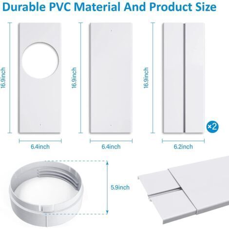 Kit universel pour fenêtres pour tuyaux d'échappement de climatiseur portable, avec raccord, kit de ventilation de climatisation, joint d'étanchéité en PVC réglable, convient aux fenêtres coulissantes